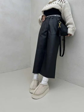 شلوار چرم جیب رودوخت