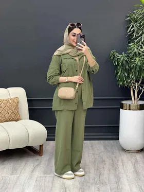 ست مانتو و شلوار چهار جیب