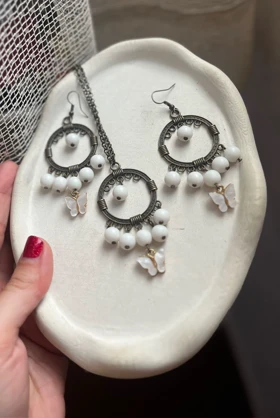 نیم ست سنتی برنز طرح پروانه