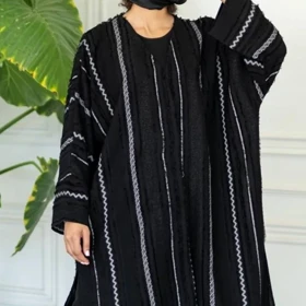 مانتو زنانه عبایی مجلسی راه راه