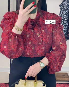شومیز آستین پفی طرح‌دار