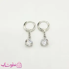 گوشواره آویز ژوپینگ تک نگین نقره ای