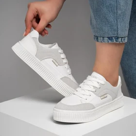 کفش و کتانی زنانه و دخترانه مدل فشیون FASHION رنگ سفید طوسی