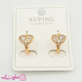 گوشواره حلقه‌ای کوچک ژوپینگ قلبی نگین‌دار