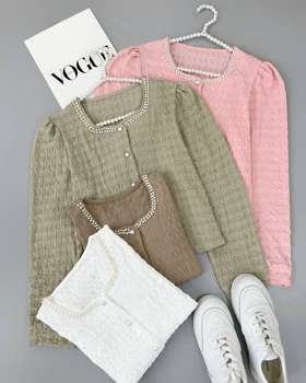 شومیز ژاکاردکش مرواریددوزی کد 4619