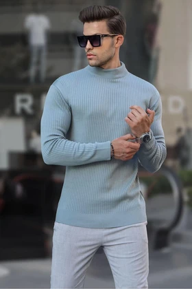 ژاکت بافتنی مردانه یقه اسکی واتر سبز 6822