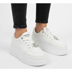 کفش ونس لژدار سفید جلو نگینی