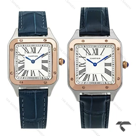 ساعت مچی ست کارتیه سانتوس دومونت دورنگ رزگلد سرمه ای Cartier-10614-S