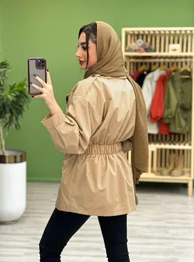 بارانی کمر کش جلو زیپ