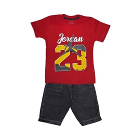 ست تیشرت و شلوارک جین پسرانه مدل 23 کد 1225