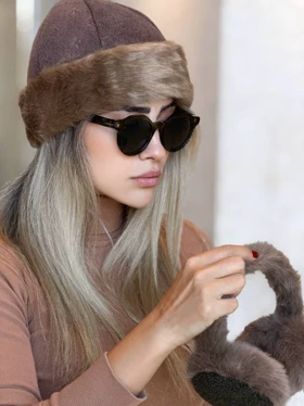 ست کلاه باکت و گوش گیر زمستانی زنانه مدل pilo