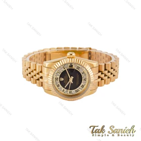 ساعت رولکس زنانه طلایی صفحه نگین‌دار اعداد یونانی Rolex-4870-L