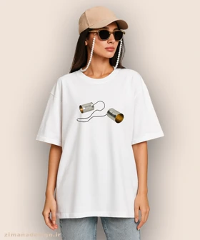 تیشرت لش مردانه و زنانه نوستالژی طرح تلفن قوطی