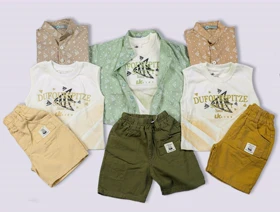 ست 3 تیکه پیراهن شلوارک طرح ماهی مناسب برای 1 تا 7 سال