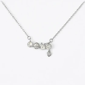 گردنبند نقره 925 اصل طرح نگین و لاو با آویز قلبی