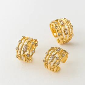 انگشتر ژوپینگ طرح چند ردیفه با نگینهای مستطیلی