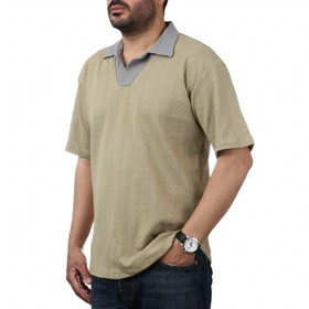 پولوشرت آستین کوتاه یقه شکاری مردانه سیزر مدل 1561451