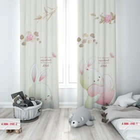 پرده پانچی اتاق کودک برند مینوریا کیدز طرح خرگوش کد p-243