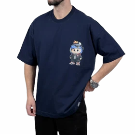 تیشرت آستین کوتاه مردانه آبی دونخ مدل مینیمال