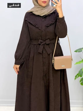 پیراهن عروسکی مخمل حورناز کد 968243 (فندقی)