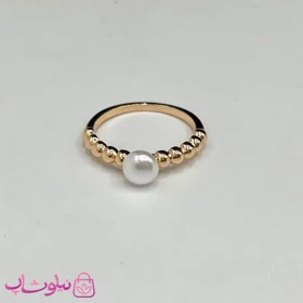 انگشتر زنانه ژوپینگ طلایی طرح مروارید سفید کد 1051