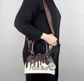 کیف زنانه دستی دوشی پیتون (Piton) کد 1343 (کرم-قهوه ای)