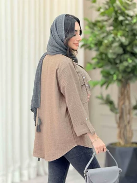 مانتو آستین پاگن جیب دو دکمه