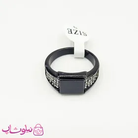 انگشتر مردانه استیل مشکی نگین‌دار کد 310