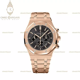 ساعت مچی اودمار پیگه کورنوگراف بند رزگلد صفحه مشکی Audemars Piguet