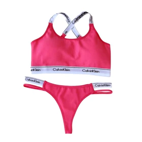ست نیم‌تنه و شورت Calvin Klein رنگ صورتی کبریتی فانتزی کد 5000
