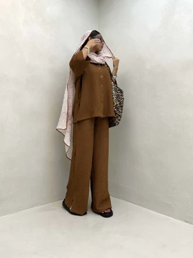 ست شومیز و شلوار بیسکویتی