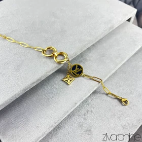 دستبند لویی ویتون زنانه نگین مشکی طلایی 40107