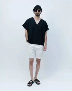 تیشرت مدل camp collar مشکی برند موهر mouher
