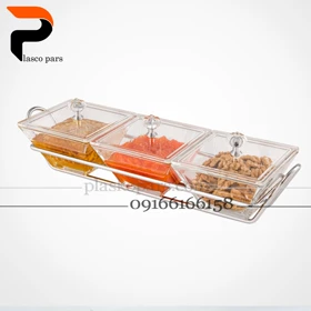 اردوخوری شیشه ای مربع 3 خانه لیمون