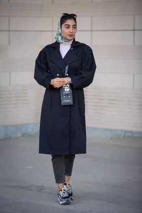 بارانی کتان بلند پشت کش