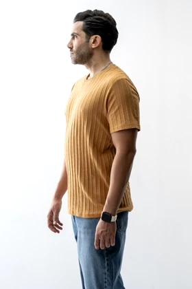 تیشرت بیسیک ژاکارد جناقی مردانه