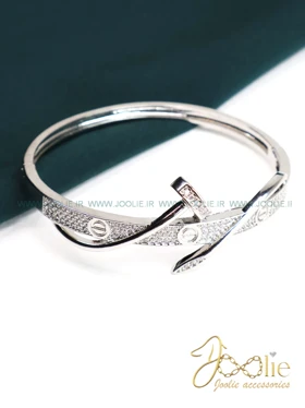 دستبند زنانه طرح طلا میخ کارتیه Cartie کد B2187 (سیلور)