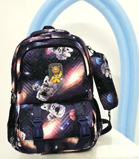 کوله پشتی مدرسه ای فضانورد با ست جامدادی مدل SPACEMAN