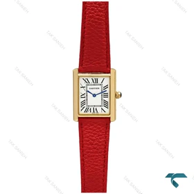 ساعت مچی کارتیه Tank زنانه طلایی بند چرم قرمز Cartier-7221-L