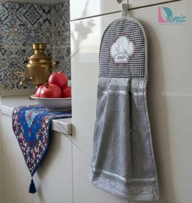 آویز حوله ای آشپزخانه طرح کلاه سرآشپز رنگ طوسی