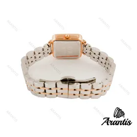 ساعت دنیل ولینگتون مربعی زنانه دورنگ رزگلد صفحه سفید w-7744