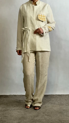 کت و شلوار پاپیونی زنانه جنس شانتون