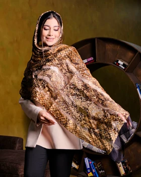 شال ابریشم میله ای پوست ماری 20625
