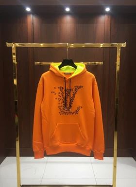 هودی نارنجی LV مردانه کیفیت عالی دورس سه نخ اورجینال دیلم