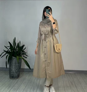 مانتو بلند دکمه دار خورشید 1