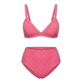 بیکینی دوتکه Cupshe مدل Hot Pink – صورتی سرخابی (باربی) با یقه V و پایین‌تنه فاق بلند