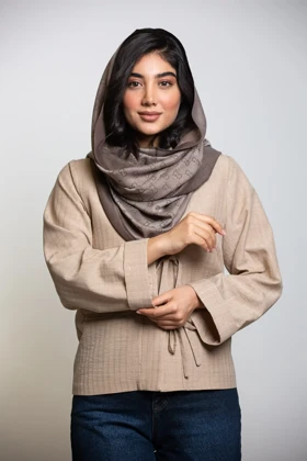 کت زنانه پاپیونی استریپ (کرم)