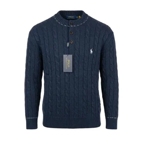 پلیور بافت سه دکمه یقه ایستاده برند Polo Ralph Lauren