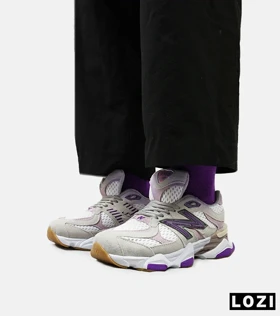 کفش کتانی مردانه و زنانه سفید شیری بنفش NEW BALANCE 9060 مدل 4961