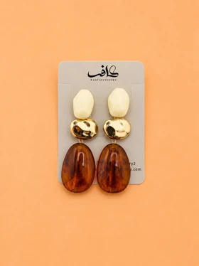 گوشواره طلایی سنگی 3 تکه